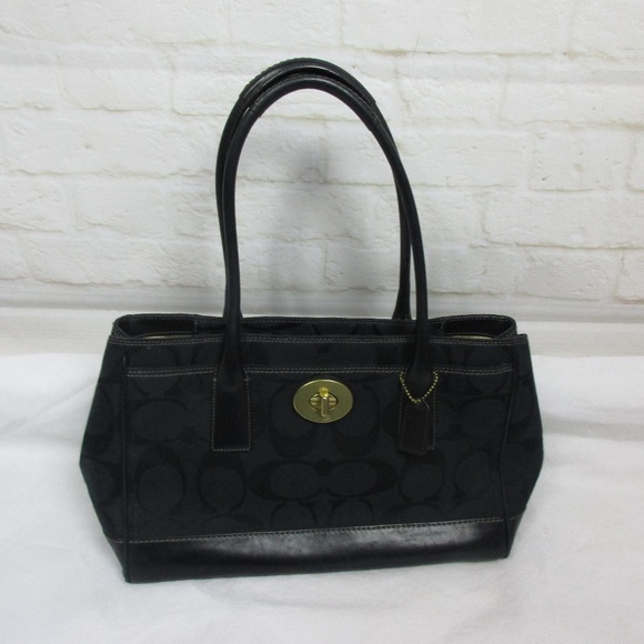 Coach Black Canvas and Leather Medium Shoulder Bag - Picture 2 of 8